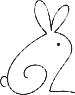 A simple line drawing of a rabbit